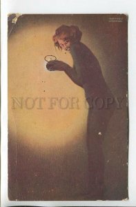 462069 ART NOUVEAU Raphael KIRCHNER Nude Girl thief Vintage postcard Leroy #83