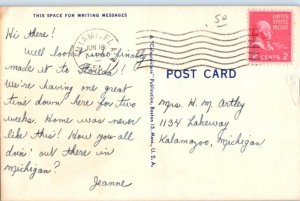 1940s Large Letter Greetings from Miami Florida Postcard