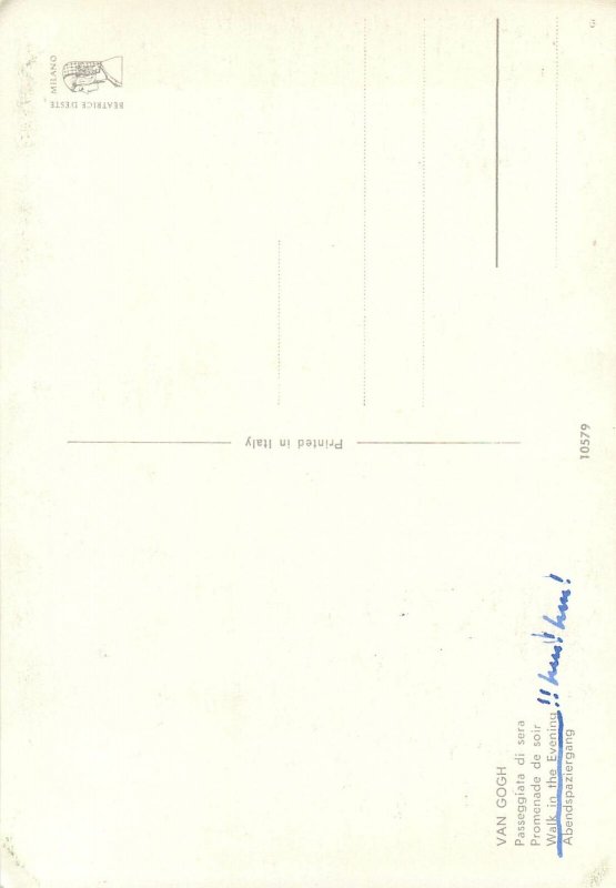 Artist signed Postcard Van Gogh walk in the evening