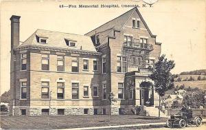 Oneonta NY Fox Memorial Hospital Old Car in 1909 RPPC Postcard