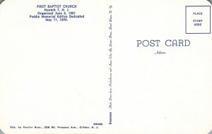 First Baptist Church Street View Newark New Jersey N. J. Vintage Postcard