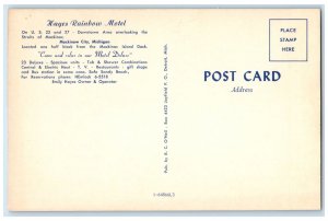 c1960s Hayes Rainbow Motel Multiview Mackinaw City Michigan MI Unposted Postcard
