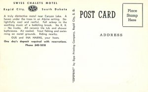 1950s South Dakota Black Hills Swiss Chalets Motel Espe Postcard 22-11691