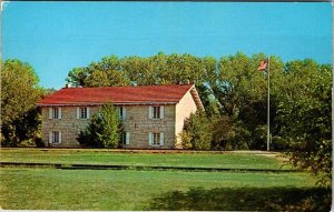 Postcard BUILDING SCENE Between Junction City & Manhattan Kansas KS AK2034