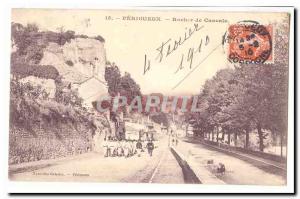 Perigueux Old Postcard Rocher de Cancale (very animated military)