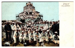 Antique Group of U.S. Sailors on a Battleship, Militaria, Postcard