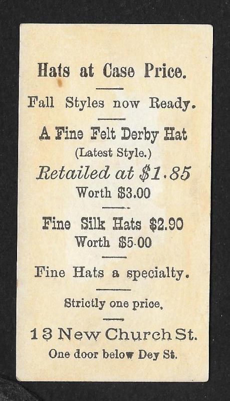 VICTORIAN TRADE CARDS (2) Hats & Linen Collars