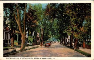 Wilkes-Barre, PA Pennsylvania  SOUTH FRANKLIN STREET SCENE Trees~Homes  Postcard