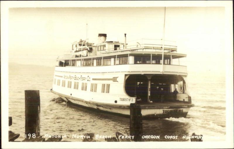 Astoria North Beach OR Ferry Boat Steamer Real Photo Postcard