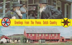 Greetings From The Pennsylvania Dutch Country Split View Amish Gentlemen and ...