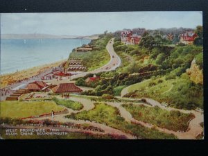 Dorset BOURNEMOUTH West Promenade from ALUM CHINE c1930s Postcard by Valentine