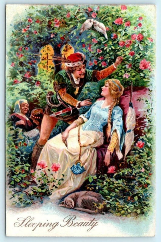 Fairy Tale SLEEPING BEAUTY Embossed PFB ca 1910s Fantasy Postcard