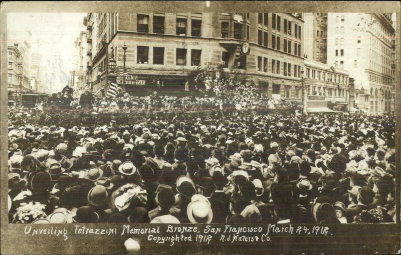 San Francisco CA Unveiling Tetrazzini Statue 1912 Real Photo Postcard