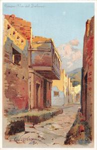 US2568 Italy Pompei Via del Balcone Balcony  litho pompei artist signed