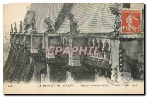 Postcard Old Cathedral of Moulins Bourbonnais Figures