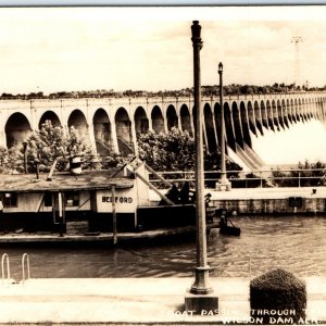 c1940s Wilson Dam, AL RPPC Bedford Paddle Boat Lock Ship Real Photo Postcard A92