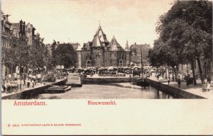 Netherlands Amsterdam Nieuwmarkt Vintage Postcard C091