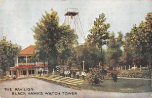 Rock Island Illinois Black Hawks Watch Tower and Pavilion Postcard J75457