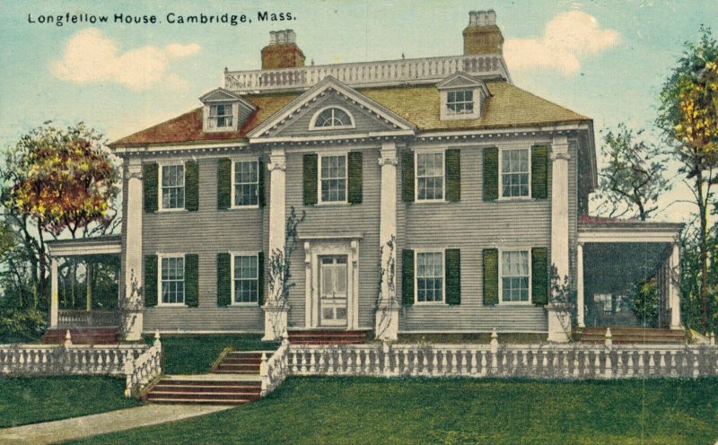 USA Longfellow House Cambridge Massachusetts Vintage Postcard 07.13 