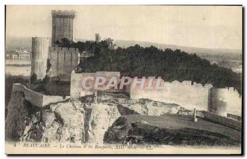 Old Postcard Beaucaire Le Chateau and ramparts