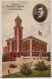Des Moines Iowa The Home of Successful Farming Gilded E.T. Meridith Postcard G15