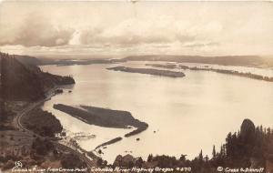 Oregon~Columbia River Highway @ Crown Point~Cross & Dimmitt 1920s RPPC Postcard