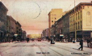 USA West Main Street Kalamazoo Michigan Vintage Postcard 08.25
