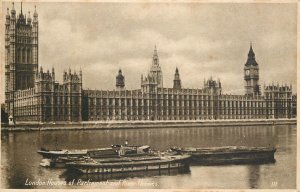 London Thames navigation & sailing galleon Parliament coal barge Big Ben