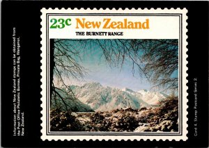 CONTINENTAL SIZE POSTCARD NEW ZEALAND 23c STAMP THE BURNETT RANGE