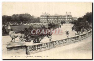 Paris - 6 - Garden of Luxembourg - lion - Old Postcard