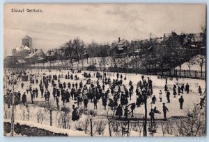 Leipzig Saxony Germany Postcard Ice Skating Geithain c1910 Unposted Antique