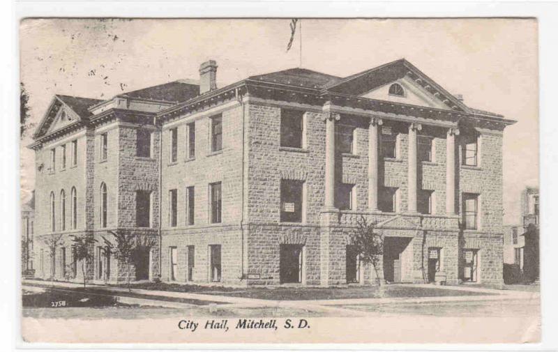 City Hall Mitchell South Dakota 1909 postcard