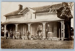 c1910's House Scene Childrens At Ontario Canada RPPC Photo Antique Postcard