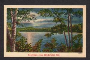 MO Greetings from BILLINGS MISSOURI Postcard Linen PC