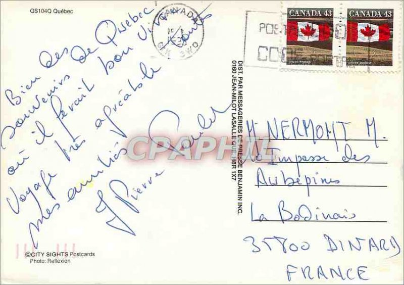 Modern Postcard Hello from Quebec