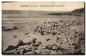Old Postcard Equihen The Beach And The Rocks