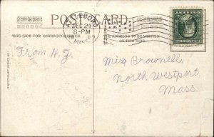 Christmas Sweetheart Ser 1 Santa Claus Cupid on Snowshoes c1910 PC