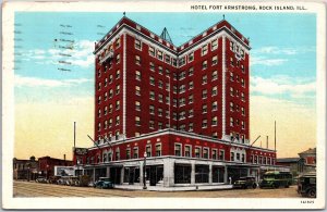 VINTAGE POSTCARD HOTEL FORT ARMSTRONG AT ROCK ISLAND ILLINOIS POSTED 1939