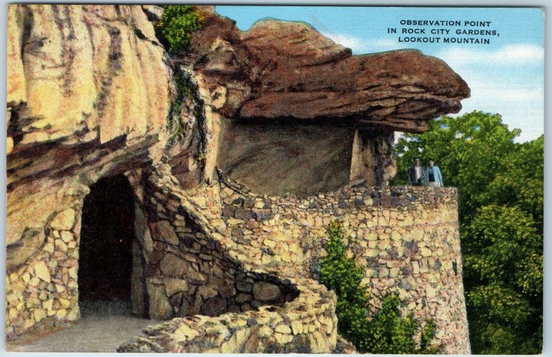 c1940s Rock City Gardens, GA Lookout Mountain Observation Point Kropp Linen A203