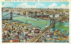 USA New York from Woolworth Building Showing Brooklyn Manhattan Bridges 02.05