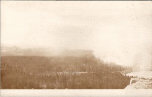 RPPC View of Big Horn Mountains Wyoming with Fog Rising off Water Postcard X8