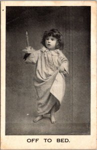 Young Girl With Candle Off To Bed