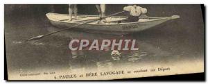 Old Postcard Swimming Paulus and Bebe Lavogade going departing TOP