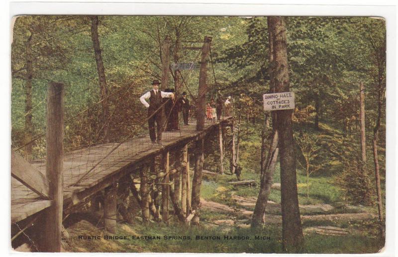 Bridge Eastern Springs Benton Harbor Michigan 1919 postcard 