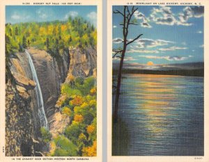2~Postcards  NC, North Carolina  HICKORY NUT FALLS & Moonlight On LAKE HICKORY