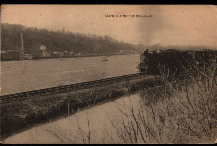 Train Tracks Engine Along Delaware The Mayrose Co Vintage Postcard B01