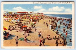 1961 SEASIDE HEIGHTS NEW JERSEY NJ FREEMAN'S AMUSEMENT CENTER BEACH POSTCARD