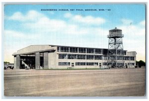 c1940 Engineering Hangar Key Field Airport Meridian Mississippi Vintage Postcard 