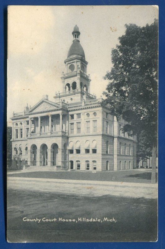 Hillsdale Court House Michigan mi Rotograph Postcard