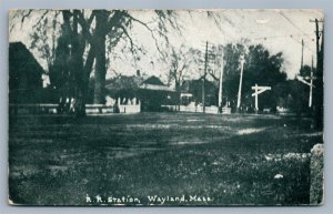 WAYLAND MA RAILROAD STATION ANTIQUE POSTCARD RAILWAY DEPOT